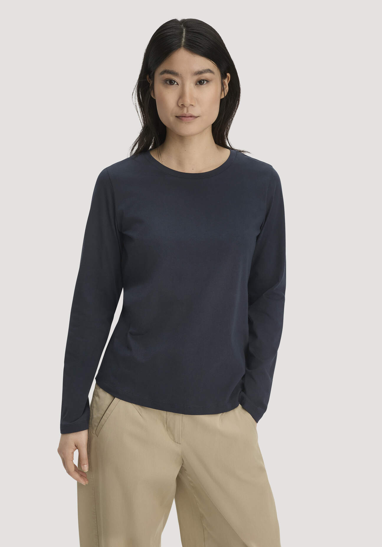 hessnatur Damen Longsleeve Relaxed aus Regenerative Organic Cotton (ROC) - blau Grösse34