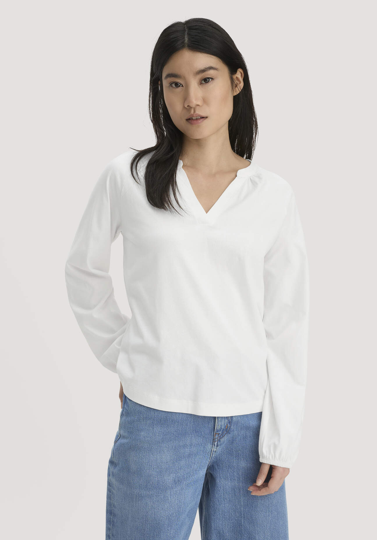 hessnatur Damen Jersey-Bluse Relaxed aus Bio-Baumwolle - weiß Grösse36
