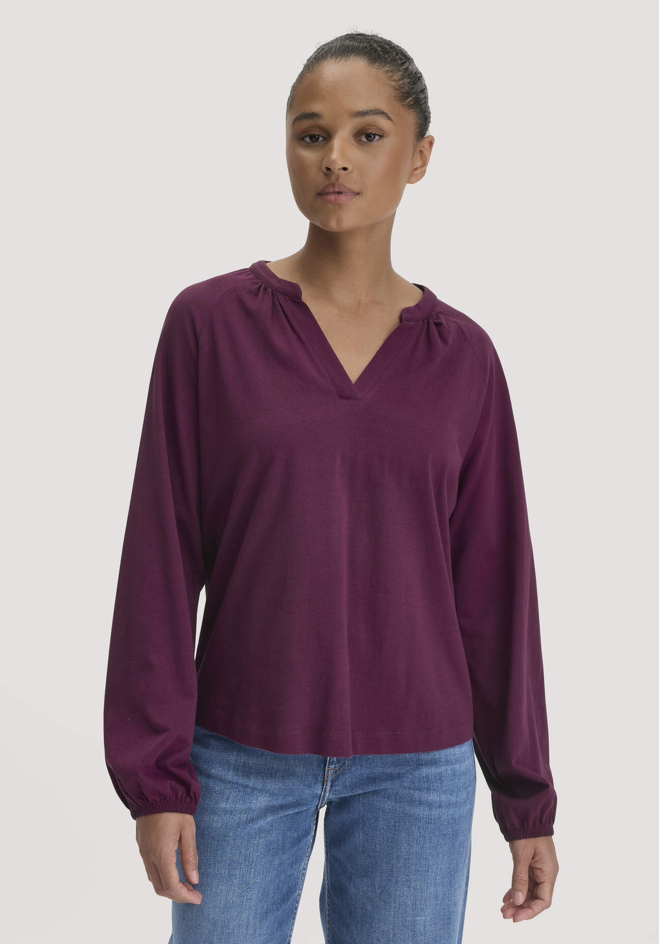 hessnatur Damen Jersey-Bluse Relaxed aus Bio-Baumwolle - rot Grösse46