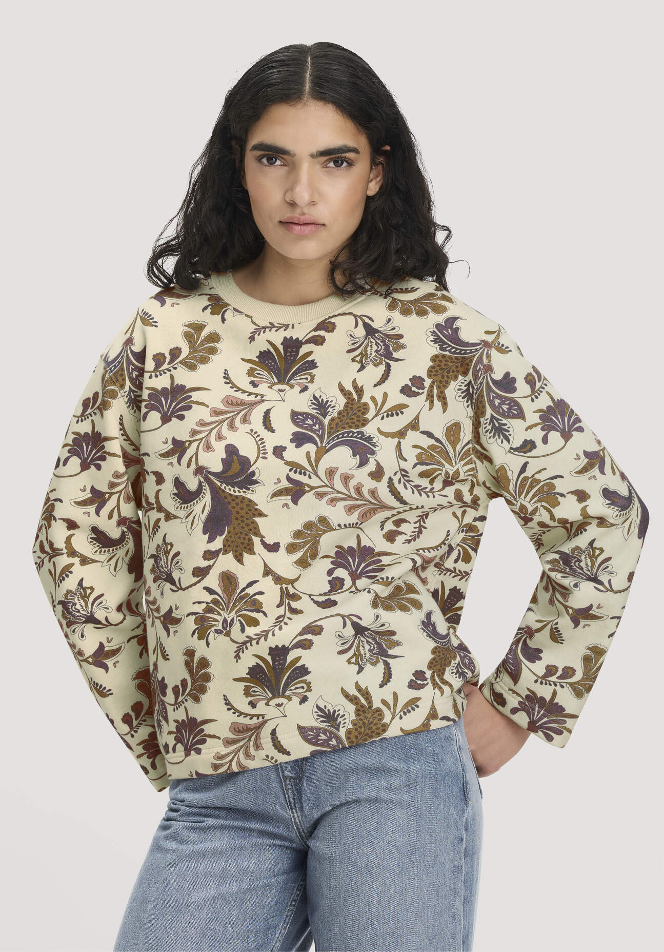 hessnatur Damen Sweatshirt Relaxed aus Bio-Baumwolle mit recycelter Baumwolle - natur - Größe S