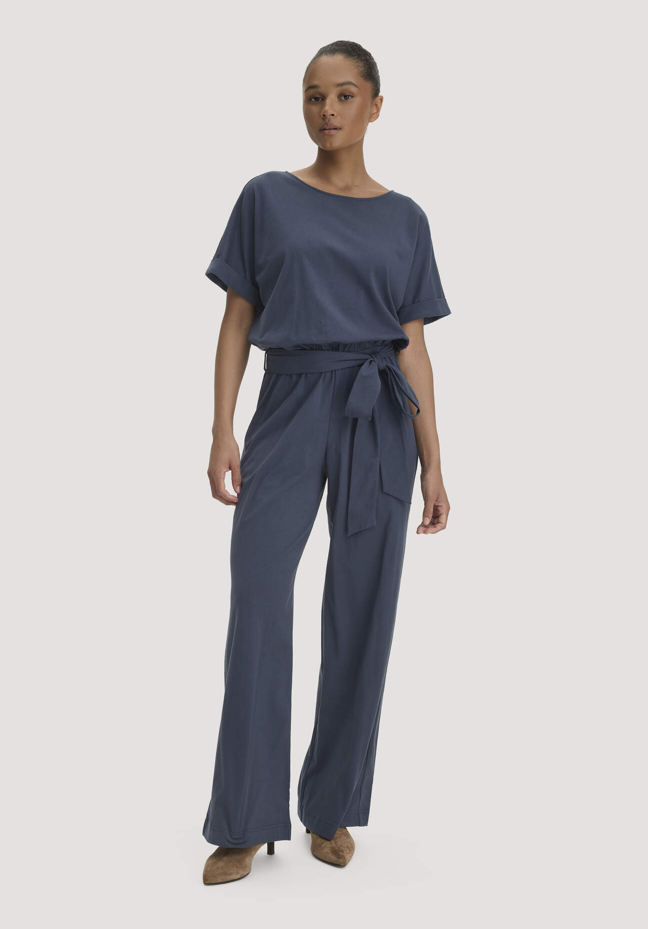 hessnatur Damen Jersey Jumpsuit Regular aus Bio-Baumwolle - blau Grösse44