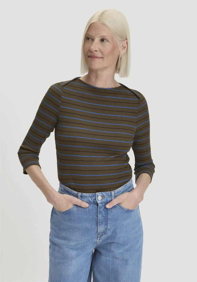 Slubrib striped long-sleeved slim fit shirt made from organic cotton