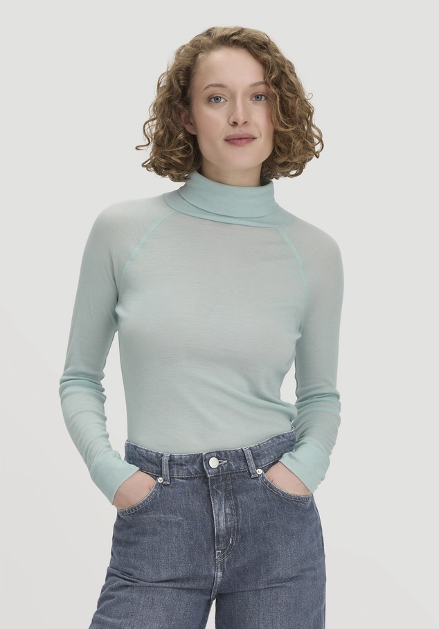 Longsleeve Slim aus Bio-Schurwolle und TENCEL™ Lyocell