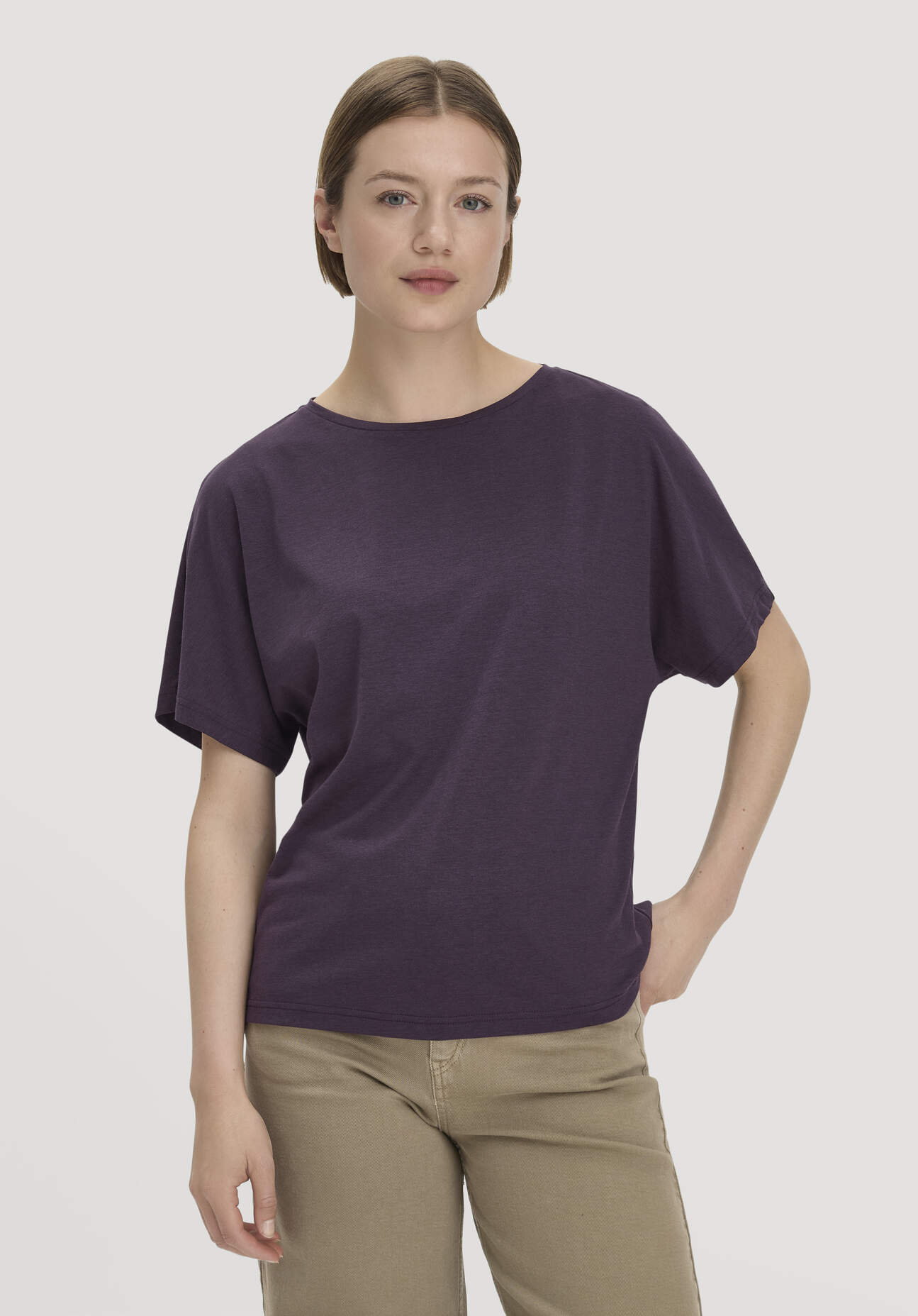 hessnatur Damen T-Shirt Oversize aus TENCEL™ Lyocell und Bio-Baumwolle - lila GrösseXL