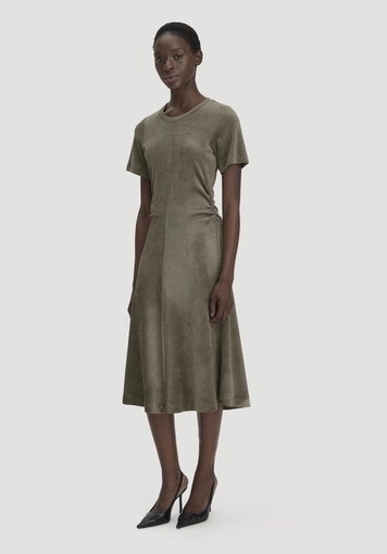 Samt-Jerseykleid kniebedeckend Slim aus TENCEL™ Modal mit Bio-Baumwolle - 0