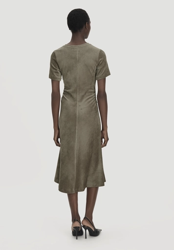 Samt-Jerseykleid kniebedeckend Slim aus TENCEL™ Modal mit Bio-Baumwolle - 1