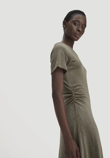 Slim fit, knee-length velvet jersey dress made from TENCEL™ Modal with organic cotton - 2