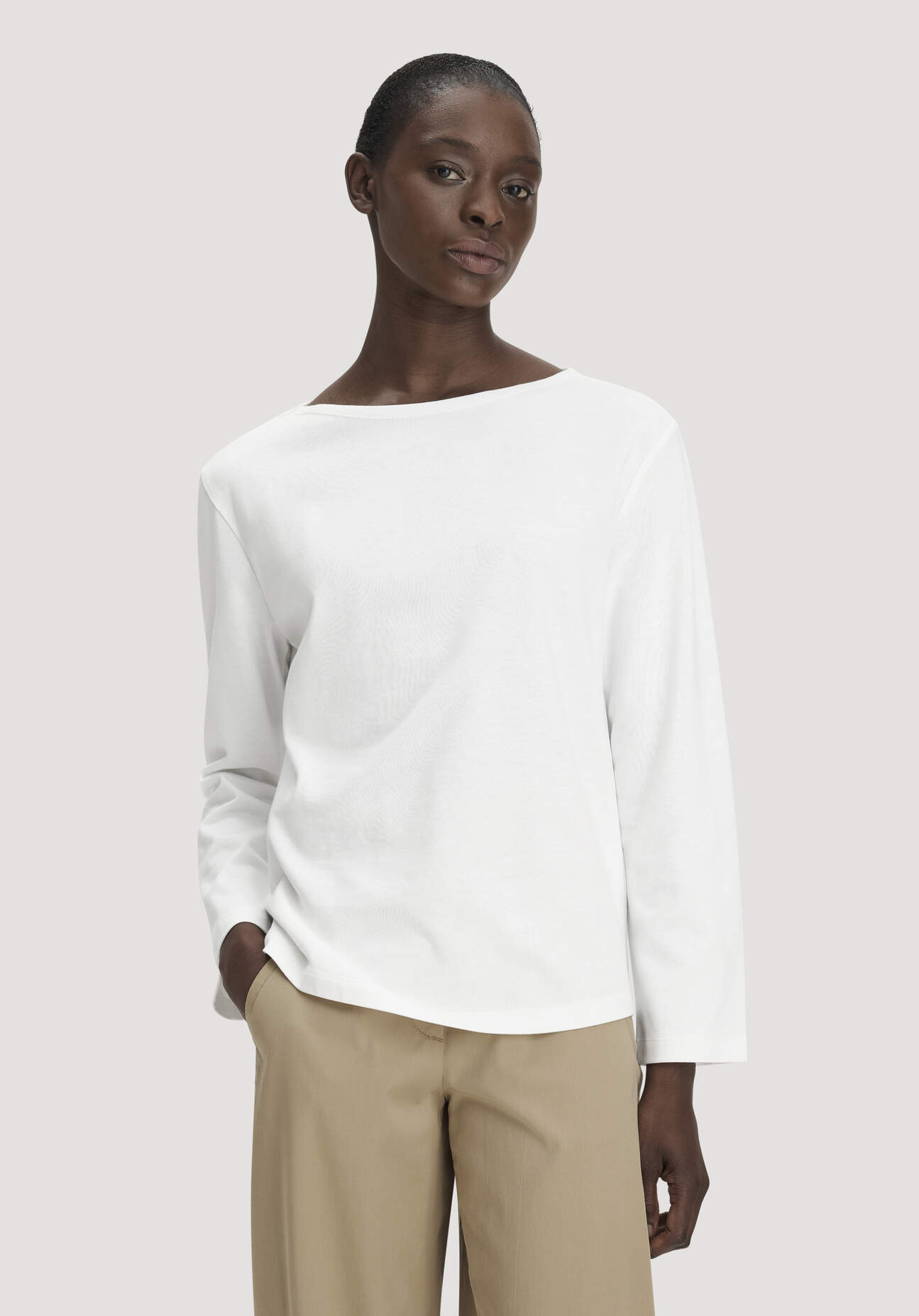 hessnatur Damen Heavy Jersey Longsleeve Relaxed aus Bio-Baumwolle - weiß Grösse34
