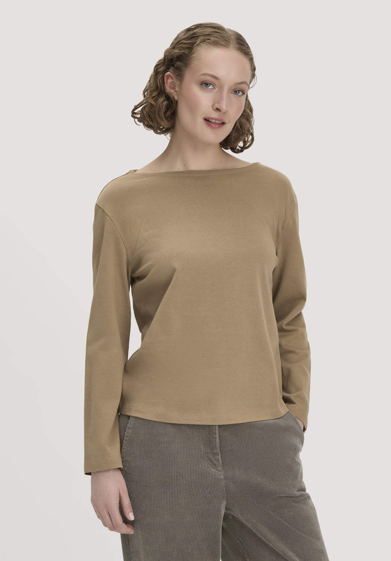 hessnatur Damen Heavy Jersey Longsleeve Relaxed aus Bio-Baumwolle - braun Grösse34