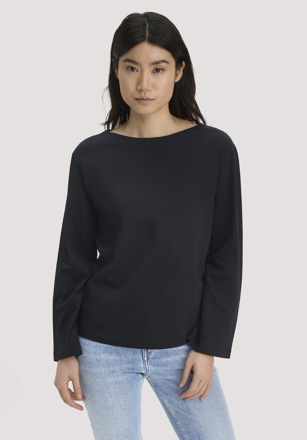 hessnatur Damen Heavy Jersey Longsleeve Relaxed aus Bio-Baumwolle - schwarz Grösse34
