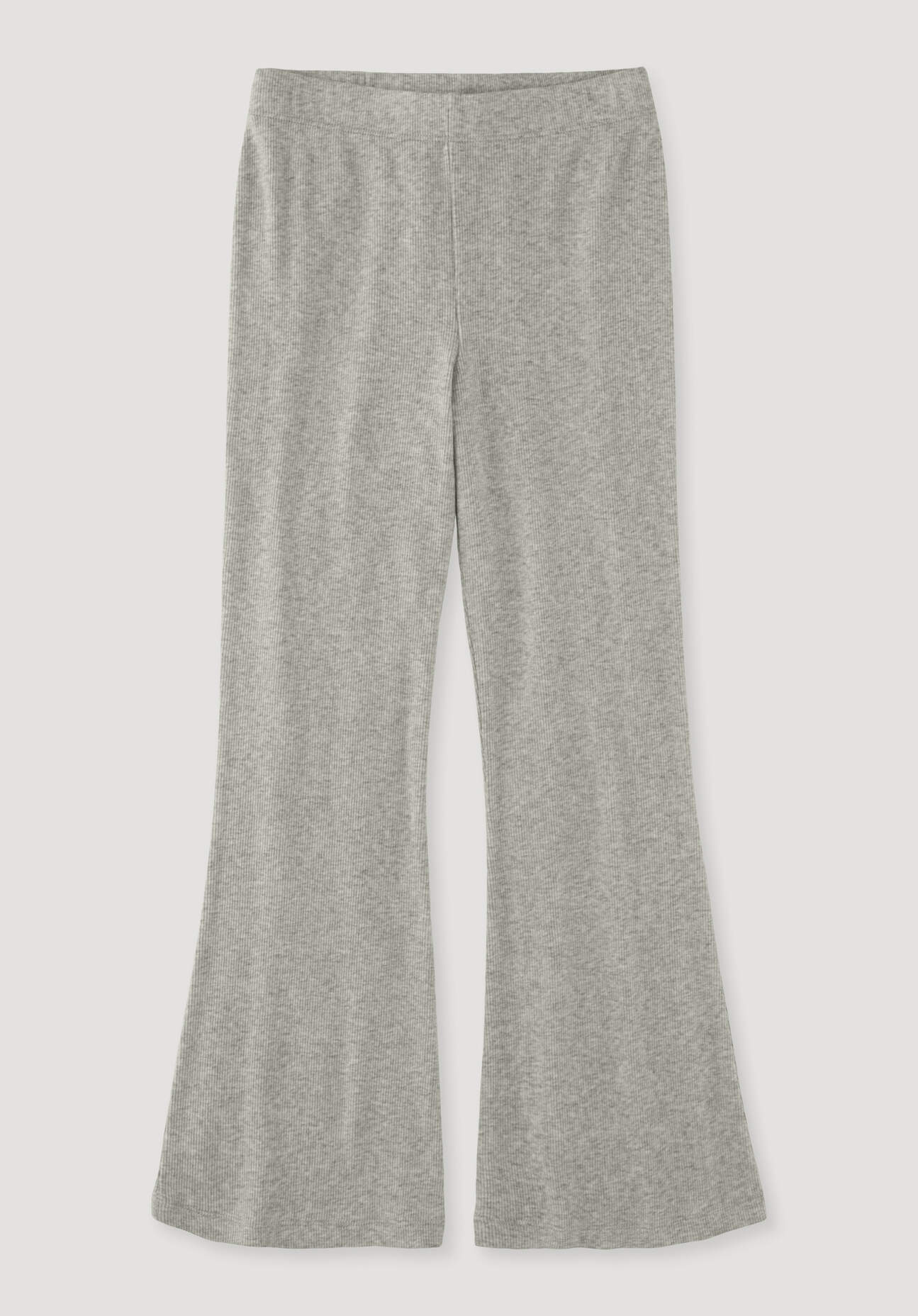 hessnatur Kinder Rib Leggings Flared aus Bio-Baumwolle - grau Grösse110/116