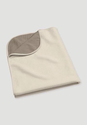 Reversible blanket made of soft fleece and muslin from pure organic cotton - 0
